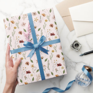 Papier Cadeau Fleur de prairie Fleur sauvage de printemps rose