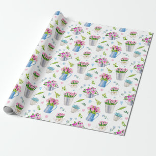 Papier Cadeau Fleur de printemps de l'aquarelle mignonne Motif d