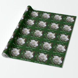 Papier Cadeau Fleur de rose blanche personnalisée