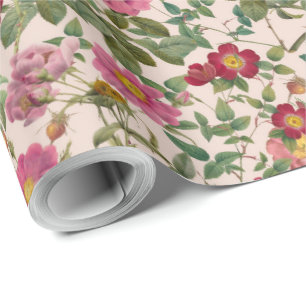 Papier cadeau Fleur de Rosier Sauvage Vintage en r