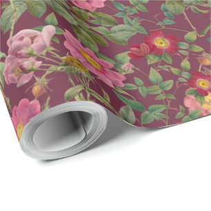 Papier cadeau Fleur de Rosier Sauvage Vintage en V