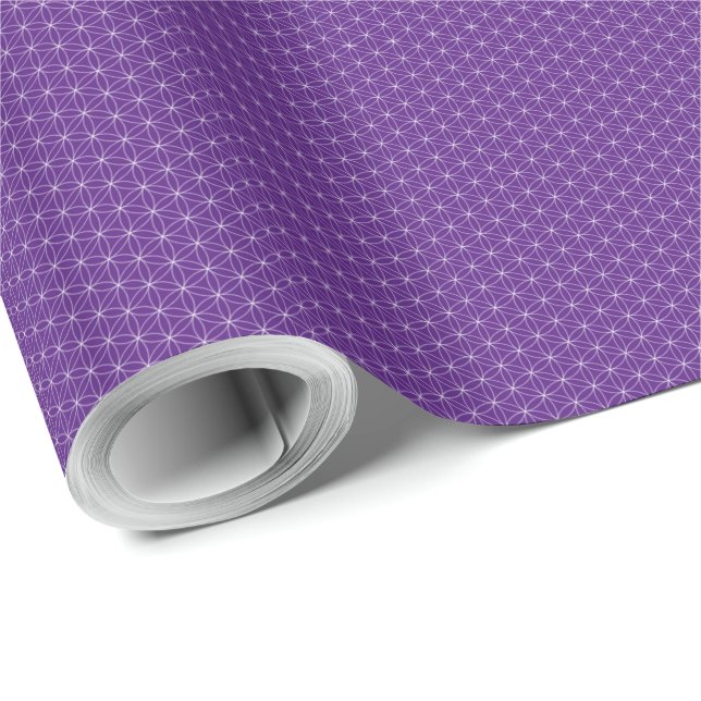 Papier Cadeau Fleur de vie Motif pourpre (Coin rond)