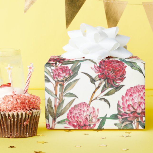 Papier Cadeau Fleur de Waratah Fleur sauvage australienne (Fête d'anniversaire)