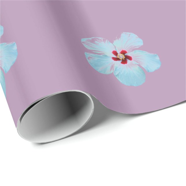 Papier Cadeau Fleur d'Hibiscus hawaïen (Coin rond)