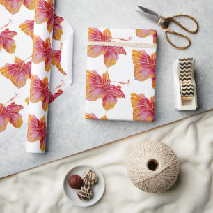 Papier Cadeau Fleur d'Hibiscus hawaïen