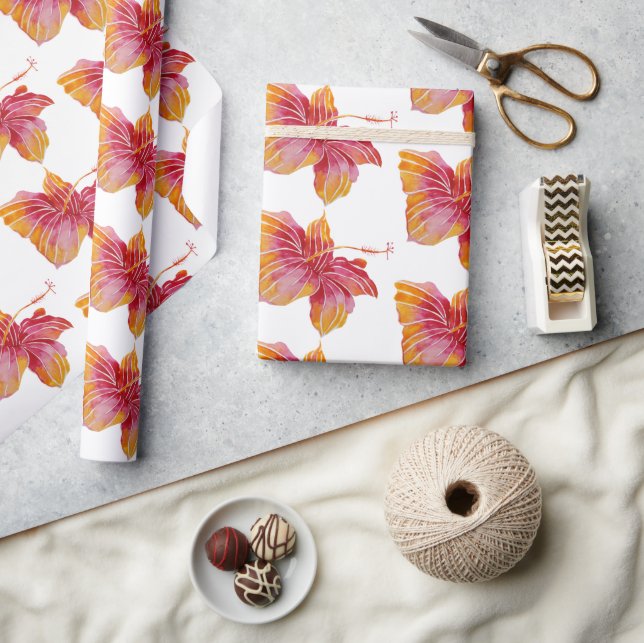 Papier Cadeau Fleur d'Hibiscus hawaïen (Artisanat)
