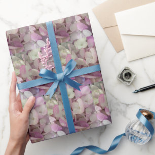 Papier Cadeau Fleur d'Hydrangée Blanche, Rose, Violet - Floral