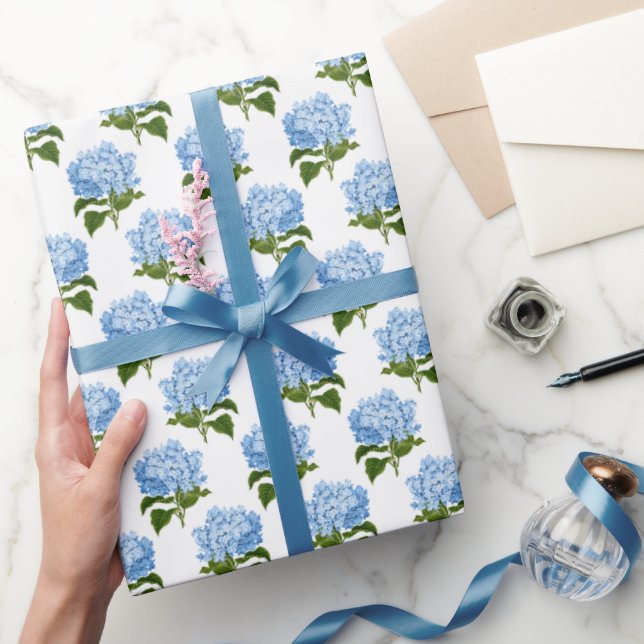 Papier Cadeau Fleur d'Hydrangée bleue (Cadeaux)