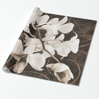 Papier Cadeau Fleur d'orchidée blanche Séphia Fleur de Arrière -