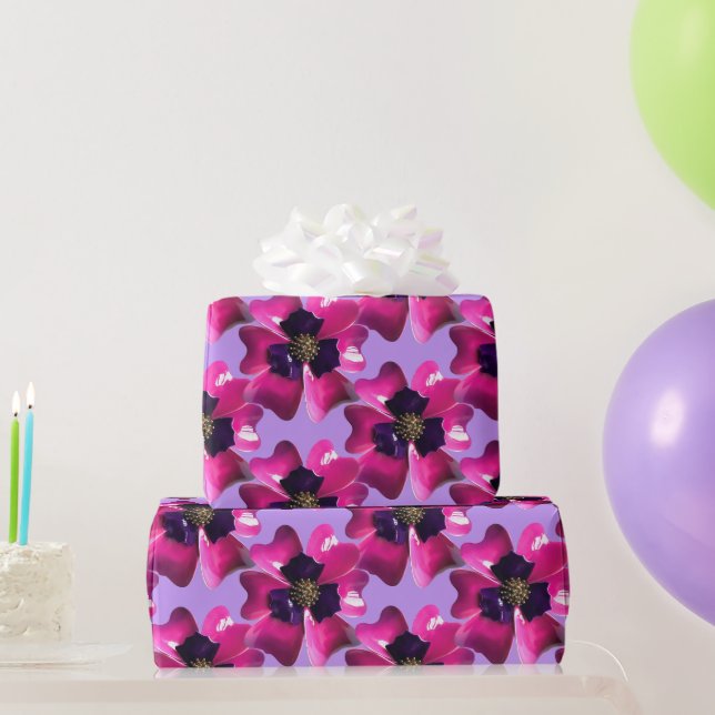 Papier Cadeau Fleur d'Orchidée Violet Tropicale MOD Hippie Groov (Cadeaux de fête)