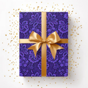 Papier Cadeau Fleur élégante vintage pourpre
