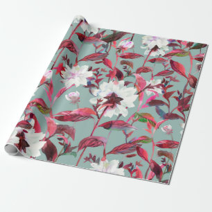 Papier Cadeau Fleur florale. Aquarelle fleurs motif sans couture