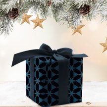 Fleur géométrique de Noël bleu foncé et or