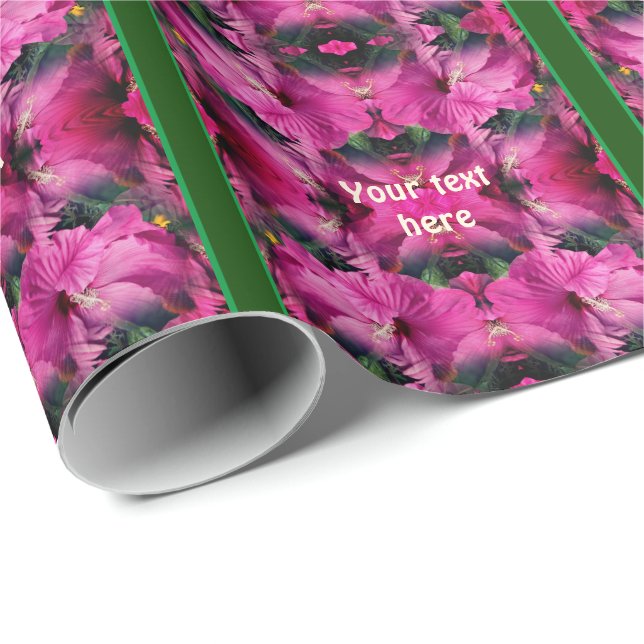 Papier Cadeau Fleur Hibiscus rose Multipliée Personnalisée (Coin rond)