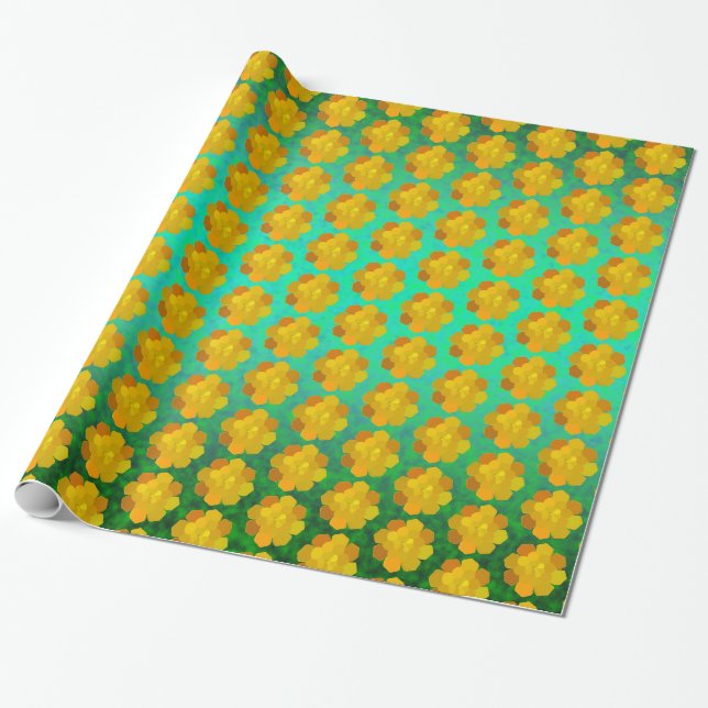 Papier Cadeau Fleur Jaune (Déroulé)