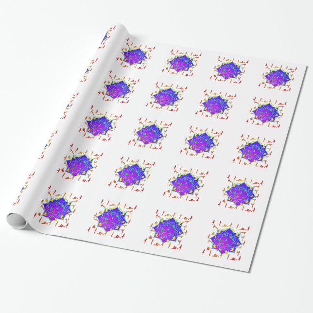 Papier Cadeau Fleur Lotus Avec Poireaux De Yoga (Déroulé)