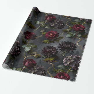 Papier Cadeau Fleur Lunatique Cadeau Floral Foncé