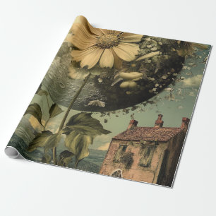 Papier Cadeau Fleur Lune et charme Vintage