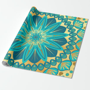 Papier Cadeau Fleur Mandala Blue Gold