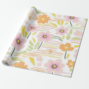 Papier Cadeau Fleur pastel rétro (7)