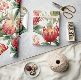 Papier Cadeau Fleur Protea autochtone australienne II