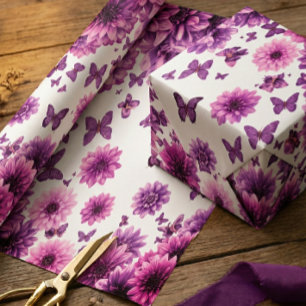 Papier Cadeau Fleur Romantique Rosée