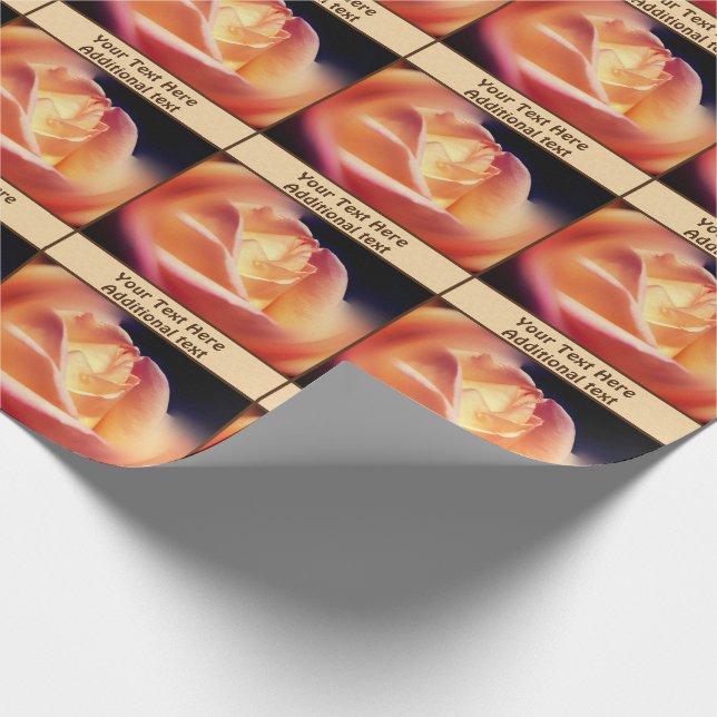 Papier Cadeau Fleur Rose de pêche personnalisée (Coin)