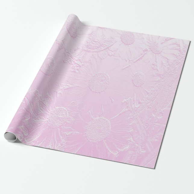 Papier Cadeau Fleur rose gravée (Déroulé)