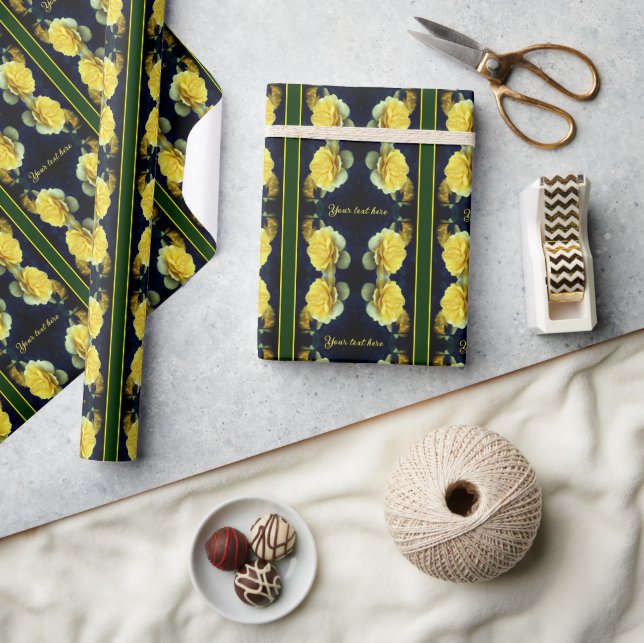 Papier Cadeau Fleur Rose Jaune En Fleur Personnalisée (Artisanat)
