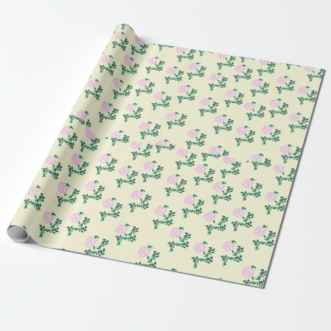 Papier Cadeau Fleur Rose sauvage (Déroulé)