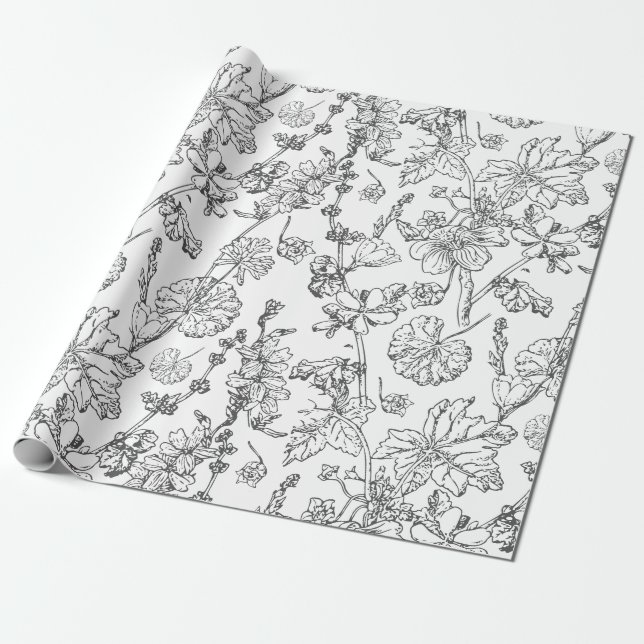 Papier Cadeau Fleur sauvage cosmétique médical mallow tiré à la  (Déroulé)