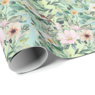 Papier Cadeau Fleur sauvage d'aquarelle Boho moderne