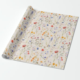 Papier Cadeau Fleur sauvage d'aquarelle de Boho