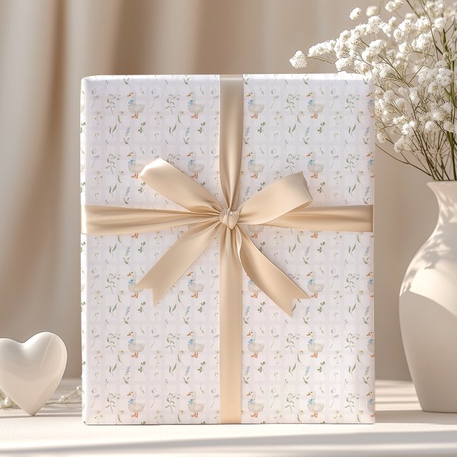 Papier Cadeau Fleur sauvage d'oie En vichy Baby shower garçon (Créateur téléchargé)