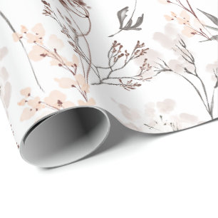 Papier Cadeau Fleur sauvage minimaliste élégant feuilles floral