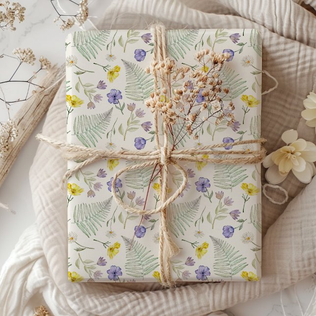 Papier Cadeau Fleur sauvage moderne chic Motif d'aquarelle (Créateur téléchargé)