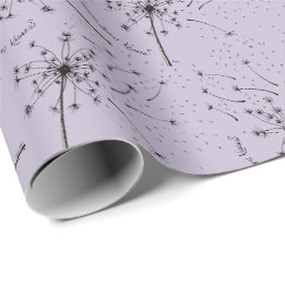 Papier Cadeau Fleur Sauvage Verte Délicate Baisers de Pissenlit