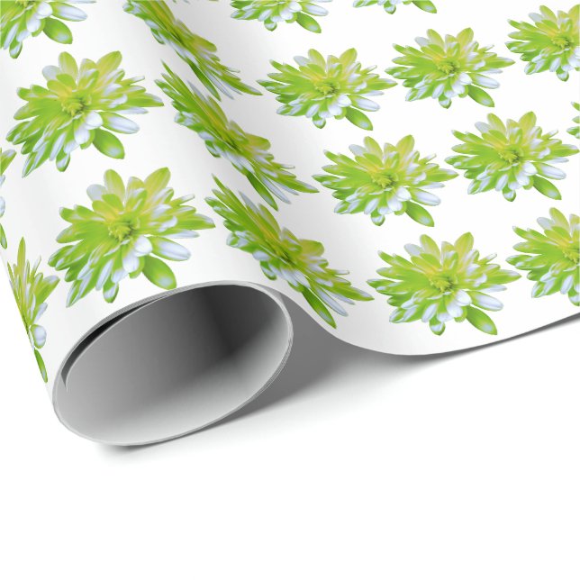 Papier Cadeau Fleur vert vert vert vert pâle marguerite (Coin rond)