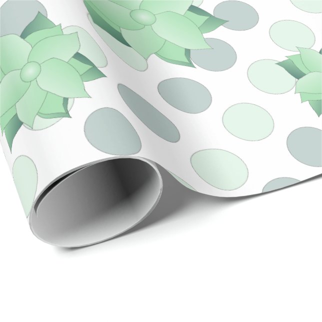 Papier Cadeau Fleur verte à la menthe (Coin rond)