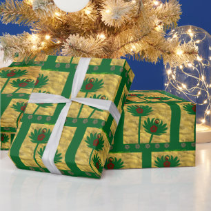 Papier Cadeau Fleur verte de style éblouissant