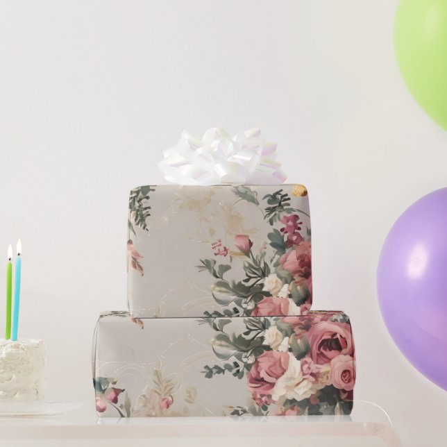 Papier Cadeau Fleur vintage (Cadeaux de fête)
