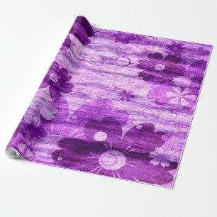 Papier Cadeau Fleur violet tendance Vintage