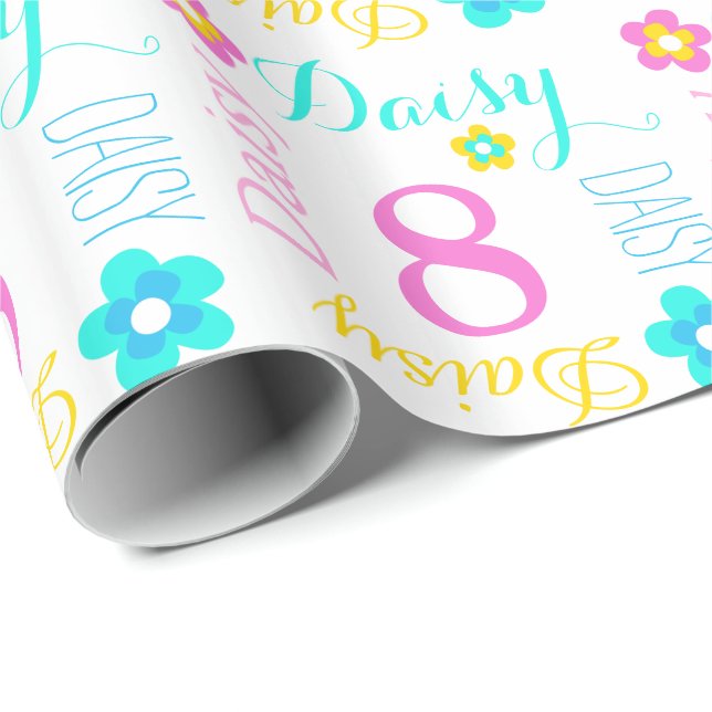 Papier Cadeau Fleurissez l'âge nommé fait sur commande de (Coin rond)