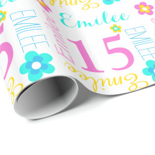Papier Cadeau Fleurissez l'âge nommé fait sur commande d'Emile