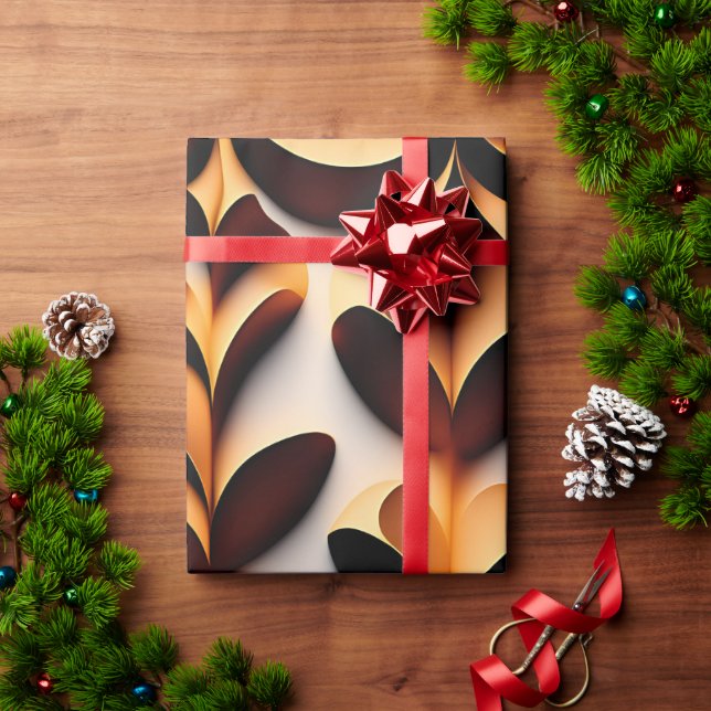 Papier Cadeau Fleurs 3D paramétriques Or Motif de mosaïque moder (Cadeau de vacances)