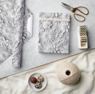 Papier Cadeau Fleurs "3D" pour mariage, fête des mères, Saint-Va