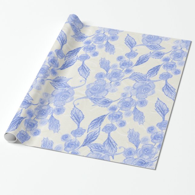 Papier Cadeau Fleurs à main (Déroulé)