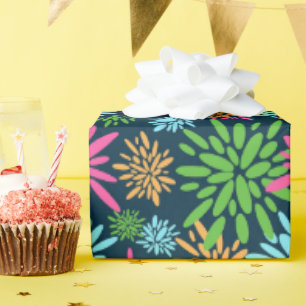 Papier Cadeau Fleurs Abstraites colorées de feux d'artifice enve