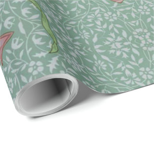 Papier Cadeau Fleurs anciennes de William Morris blanc rose