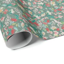 Fleurs aquarelles vintage Prairie d'hiver (vert)